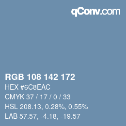 颜色代码: RGB 108 142 172 | qconv.com