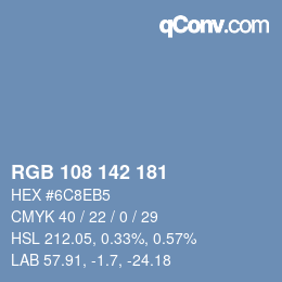 Color code: RGB 108 142 181 | qconv.com