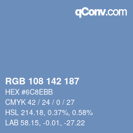 Color code: RGB 108 142 187 | qconv.com