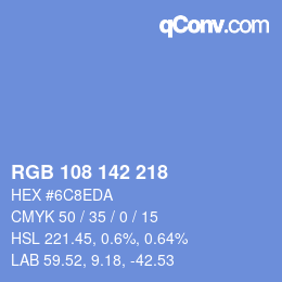 Color code: RGB 108 142 218 | qconv.com