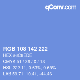 Color code: RGB 108 142 222 | qconv.com