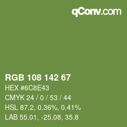 Color code: RGB 108 142 67 | qconv.com