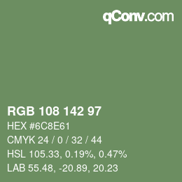 Color code: RGB 108 142 97 | qconv.com