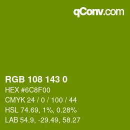 颜色代码: RGB 108 143 0 | qconv.com