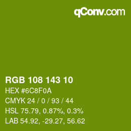 Color code: RGB 108 143 10 | qconv.com