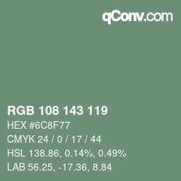 Código de color: RGB 108 143 119 | qconv.com