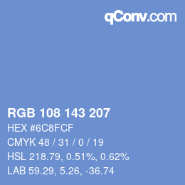 Color code: RGB 108 143 207 | qconv.com