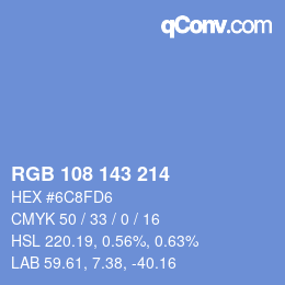 カラーコード: RGB 108 143 214 | qconv.com