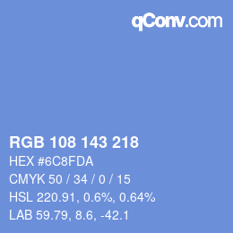 Farbcode: RGB 108 143 218 | qconv.com