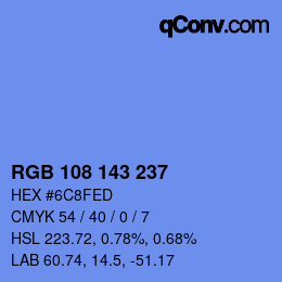 Color code: RGB 108 143 237 | qconv.com