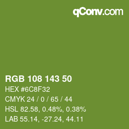 Color code: RGB 108 143 50 | qconv.com