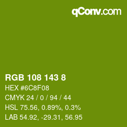 Color code: RGB 108 143 8 | qconv.com