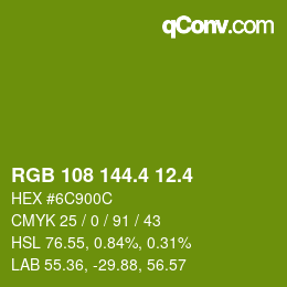 カラーコード: RGB 108 144.4 12.4 | qconv.com