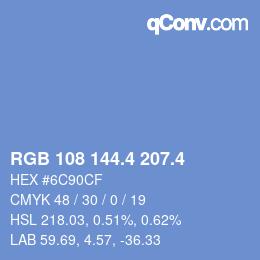 カラーコード: RGB 108 144.4 207.4 | qconv.com