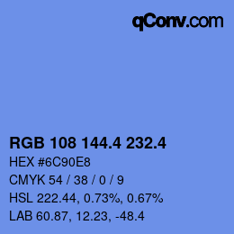 カラーコード: RGB 108 144.4 232.4 | qconv.com
