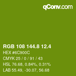 カラーコード: RGB 108 144.8 12.4 | qconv.com