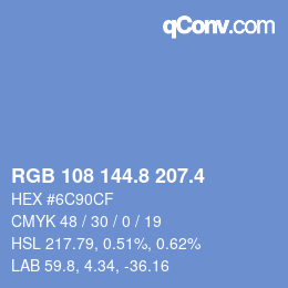 カラーコード: RGB 108 144.8 207.4 | qconv.com