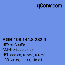 カラーコード: RGB 108 144.8 232.4 | qconv.com