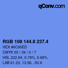 カラーコード: RGB 108 144.8 237.4 | qconv.com