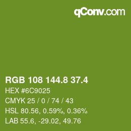 カラーコード: RGB 108 144.8 37.4 | qconv.com