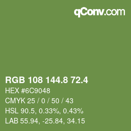 カラーコード: RGB 108 144.8 72.4 | qconv.com