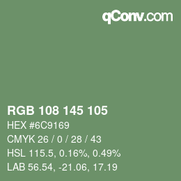 Color code: RGB 108 145 105 | qconv.com