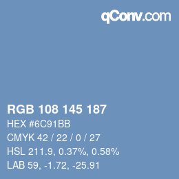 Color code: RGB 108 145 187 | qconv.com