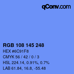 Color code: RGB 108 145 248 | qconv.com