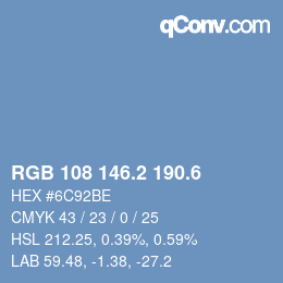カラーコード: RGB 108 146.2 190.6 | qconv.com