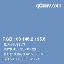 カラーコード: RGB 108 146.2 195.6 | qconv.com