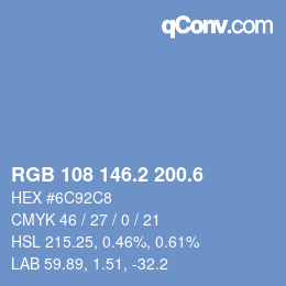 カラーコード: RGB 108 146.2 200.6 | qconv.com