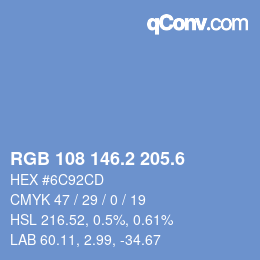 カラーコード: RGB 108 146.2 205.6 | qconv.com