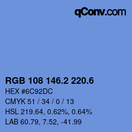 カラーコード: RGB 108 146.2 220.6 | qconv.com