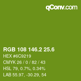 カラーコード: RGB 108 146.2 25.6 | qconv.com