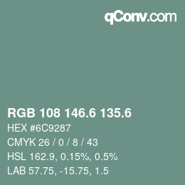 カラーコード: RGB 108 146.6 135.6 | qconv.com