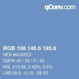 カラーコード: RGB 108 146.6 195.6 | qconv.com