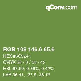 カラーコード: RGB 108 146.6 65.6 | qconv.com