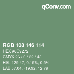 Color code: RGB 108 146 114 | qconv.com