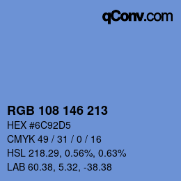 Color code: RGB 108 146 213 | qconv.com