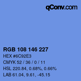 カラーコード: RGB 108 146 227 | qconv.com