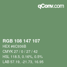 Color code: RGB 108 147 107 | qconv.com