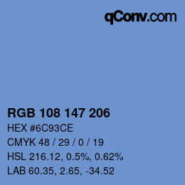 Color code: RGB 108 147 206 | qconv.com