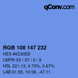 Color code: RGB 108 147 232 | qconv.com