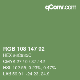 Color code: RGB 108 147 92 | qconv.com