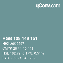 Color code: RGB 108 149 151 | qconv.com
