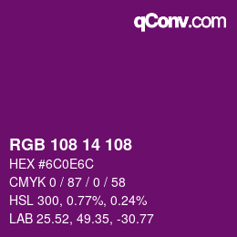カラーコード: RGB 108 14 108 | qconv.com