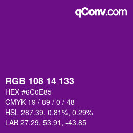 Color code: RGB 108 14 133 | qconv.com