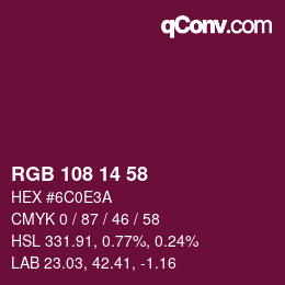Color code: RGB 108 14 58 | qconv.com