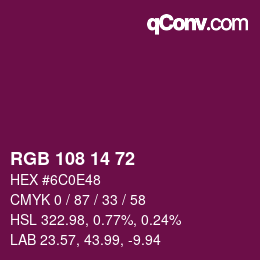 Color code: RGB 108 14 72 | qconv.com
