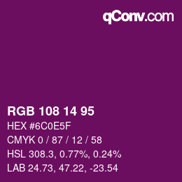 Farbcode: RGB 108 14 95 | qconv.com
